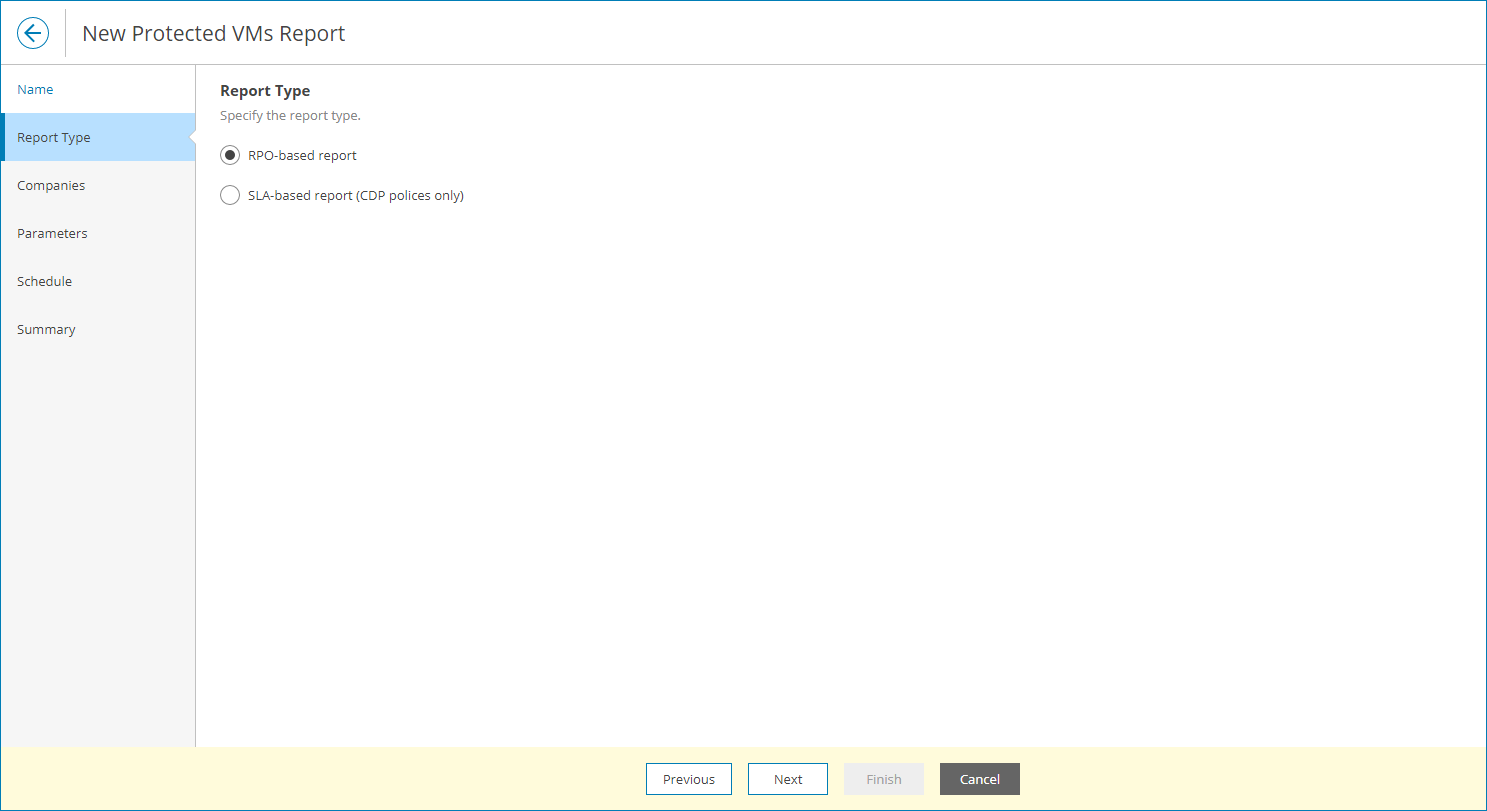 Specify Report Type