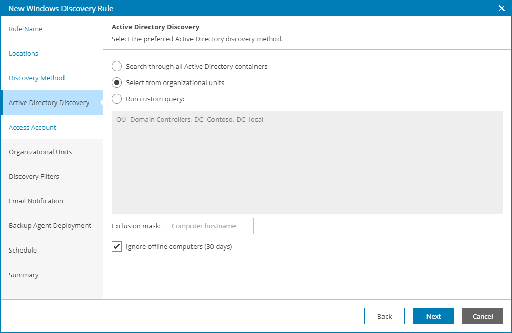 Choose Active Directory Discovery Method