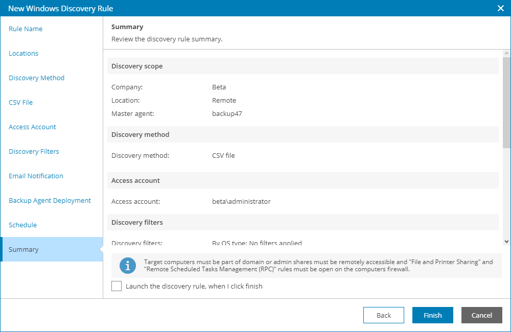 Review Discovery Settings