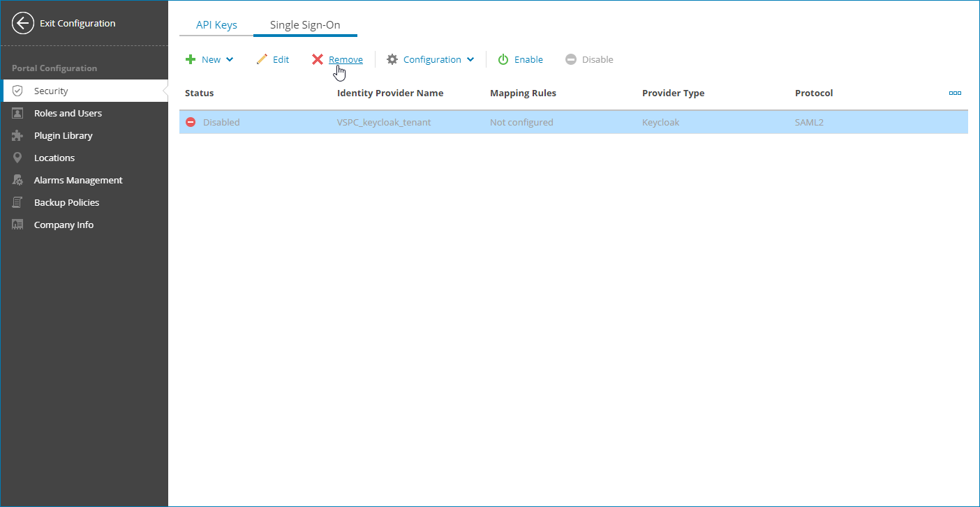 Deleting Identity Provider