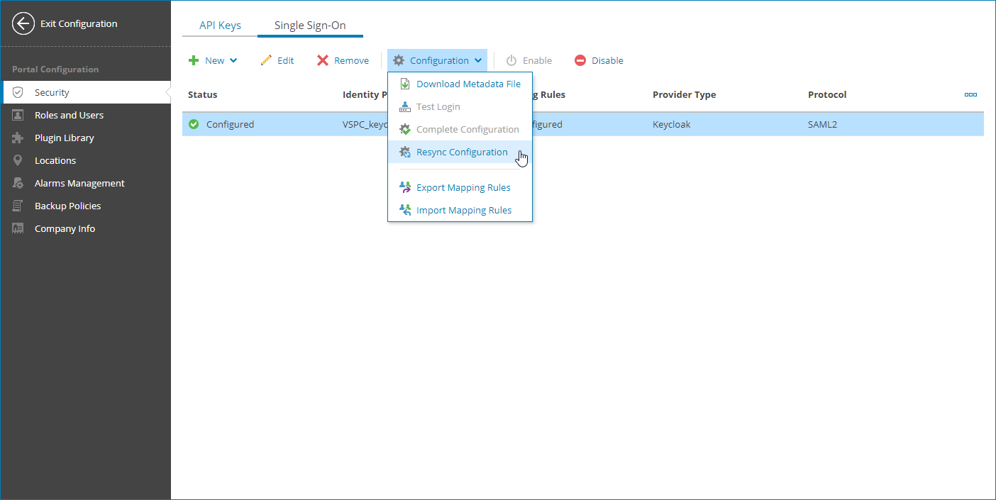 Updating Identity Provider Configuration