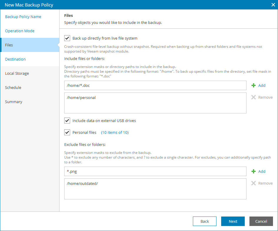 Choose Folders to Back Up
