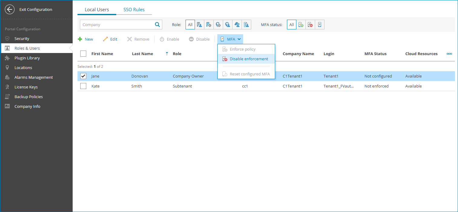Disable MFA Enforcement