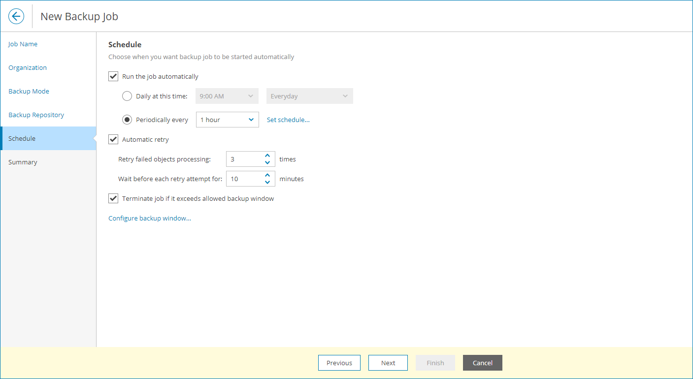 Configure Backup Schedule