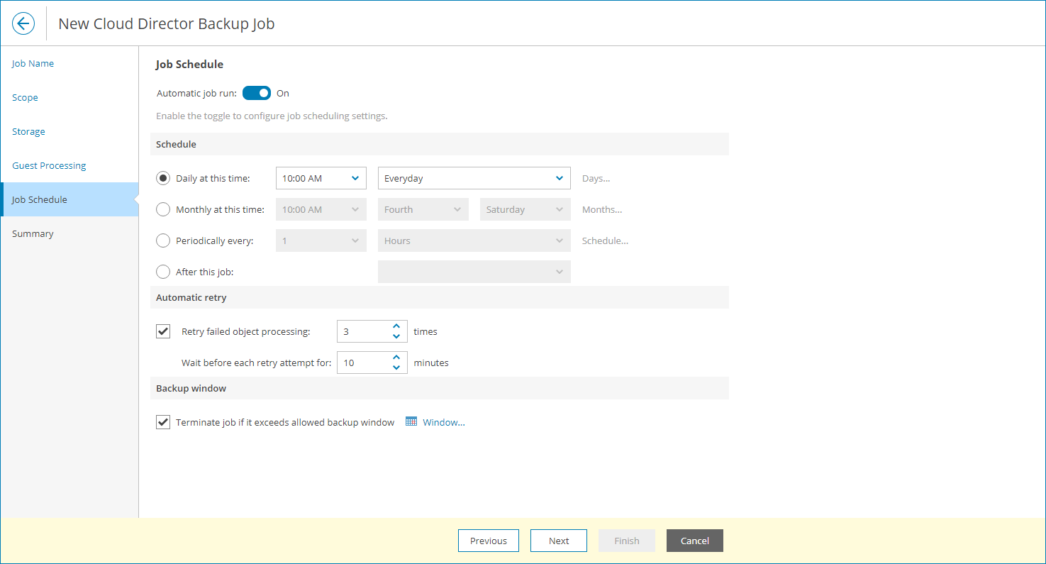 Configure Backup Schedule