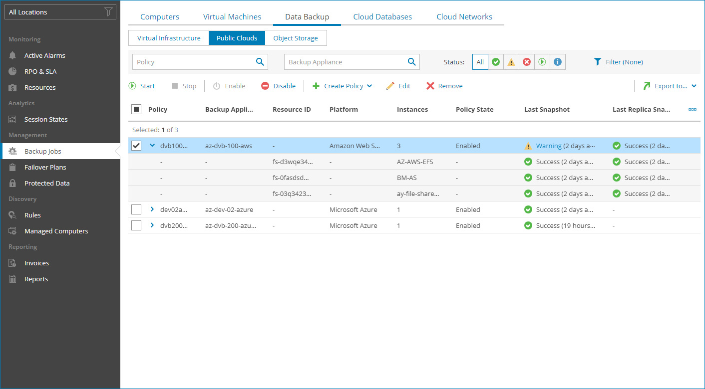 View Cloud File Share Job Details