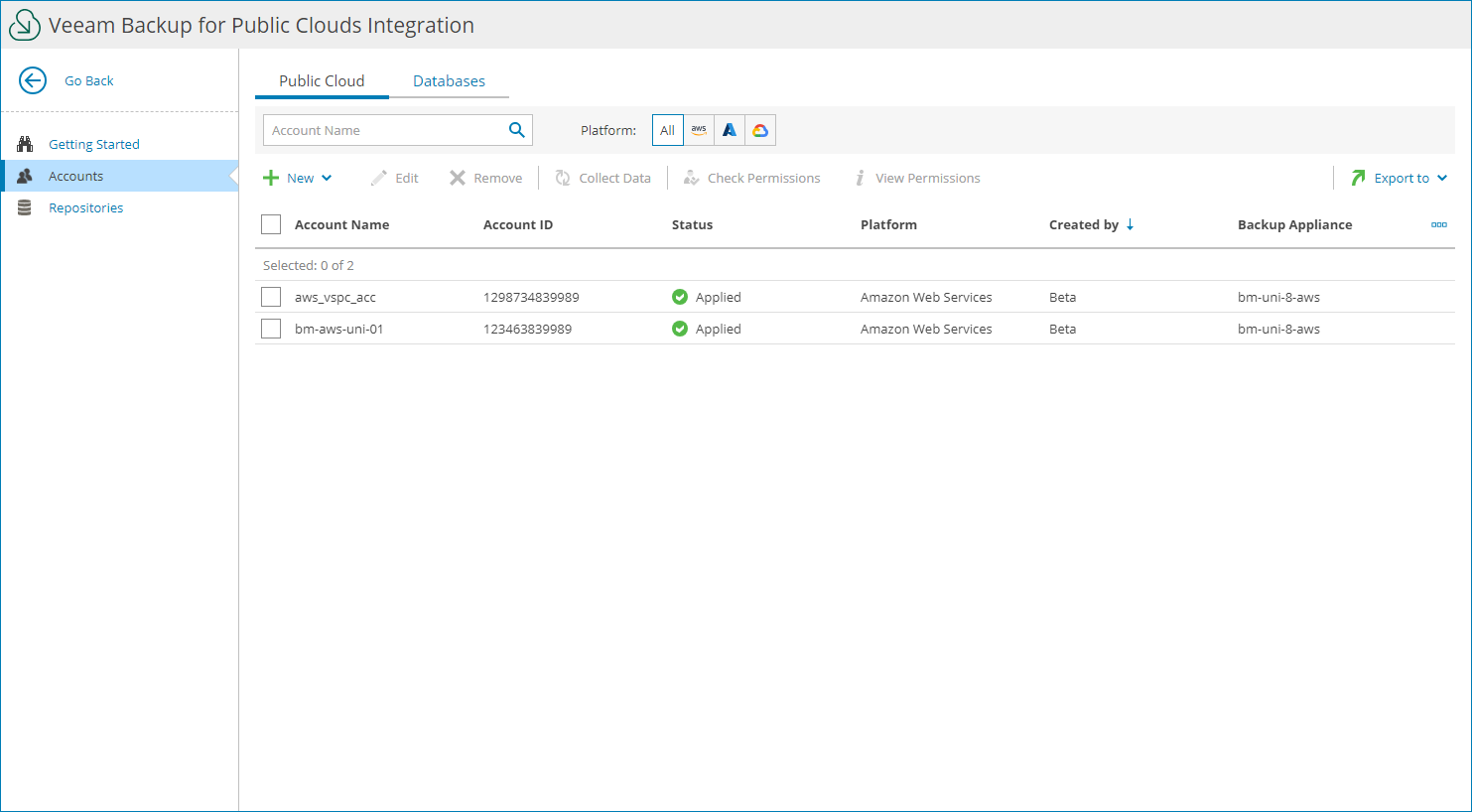 View and Export Accounts