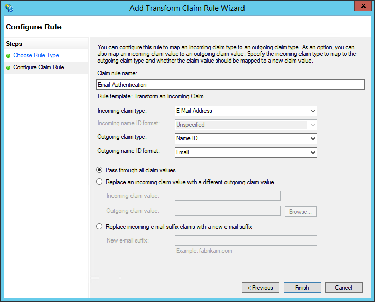 Configure Rule for Incoming Claims