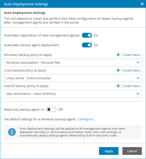 Auto Deployment Settings