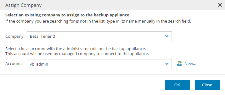 Assign Company to Appliance Assigning Company to Appliance