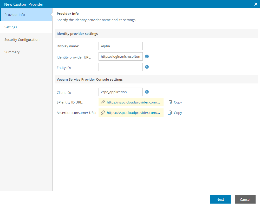 Insert Identity Provider URL