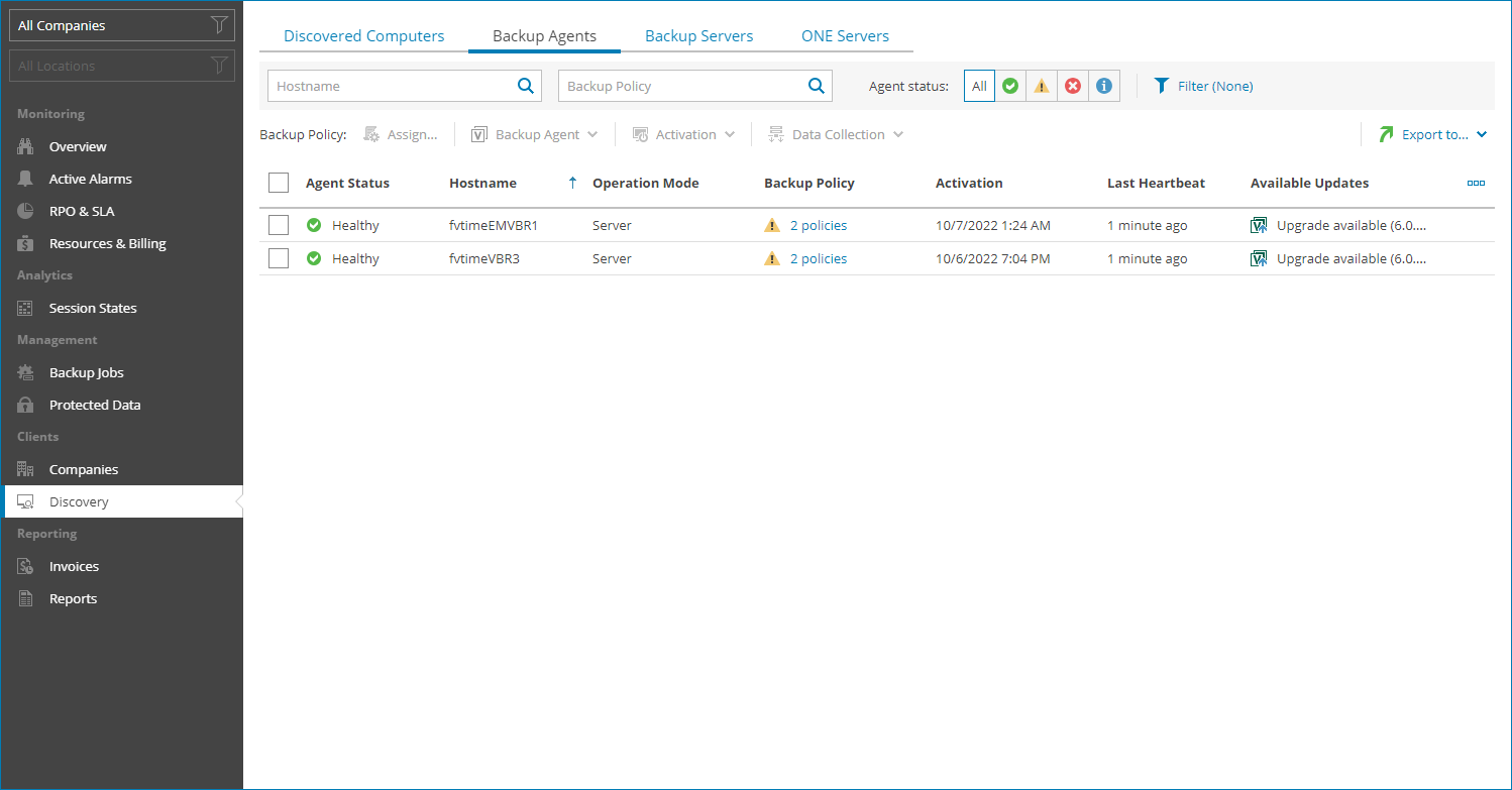 View Backup Agent Details