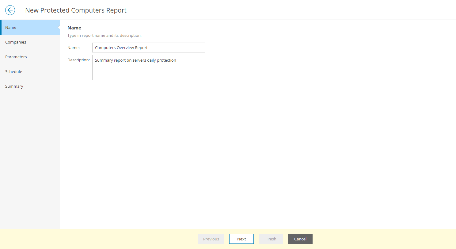 Specify Report Name and Description