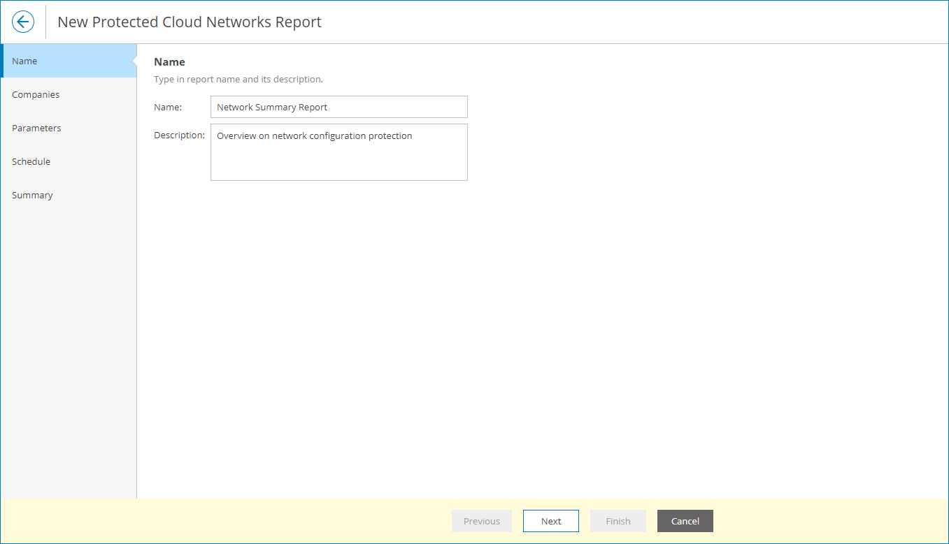 Specify Report Name and Description
