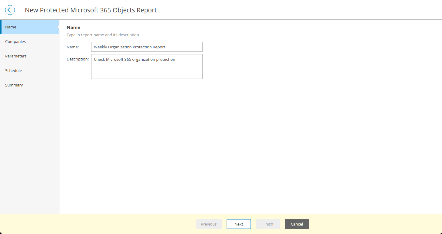 Specify Report Name and Description