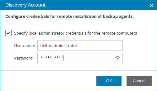 Specify Discovery Account