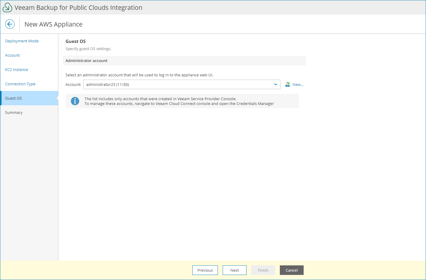 Specify Guest OS Credentials
