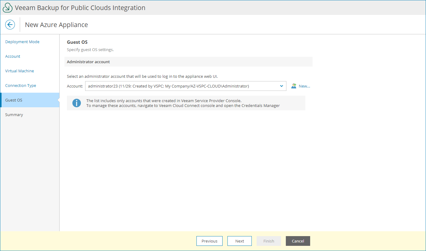 Specify Guest OS Credentials