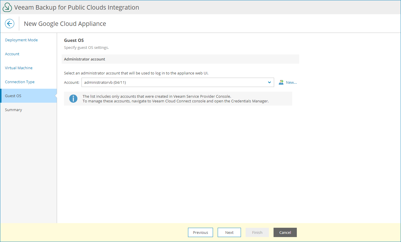 Specify Guest OS Credentials