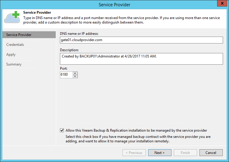 Connect Backup Server