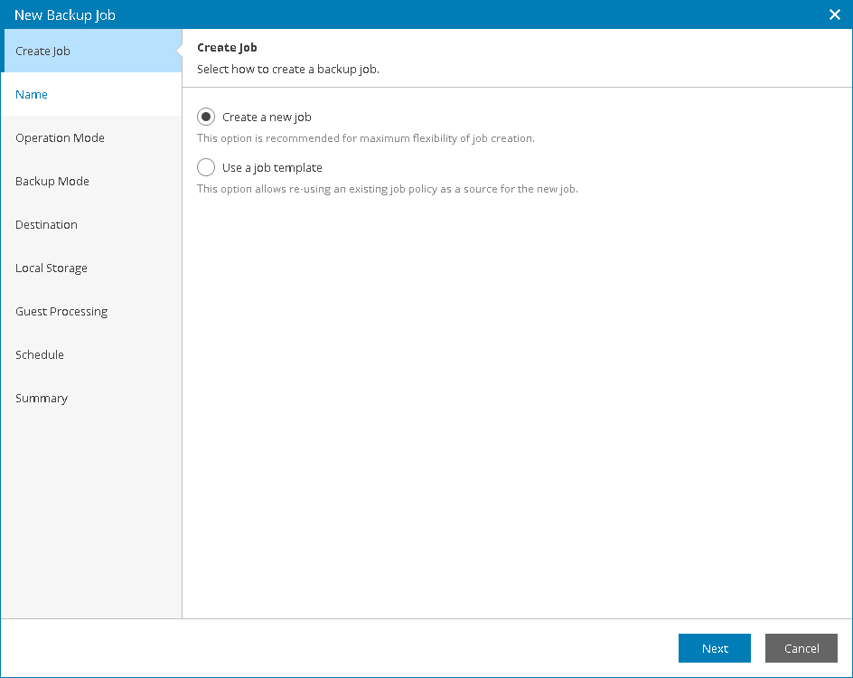 Create New Backup Job