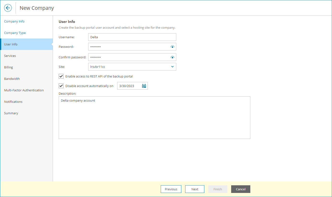 Create Client Account