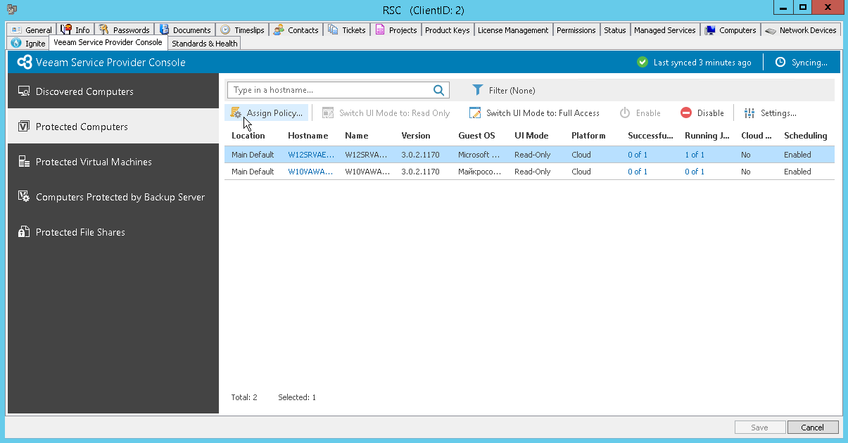 ConnectWise Automate Assigning Backup Policy