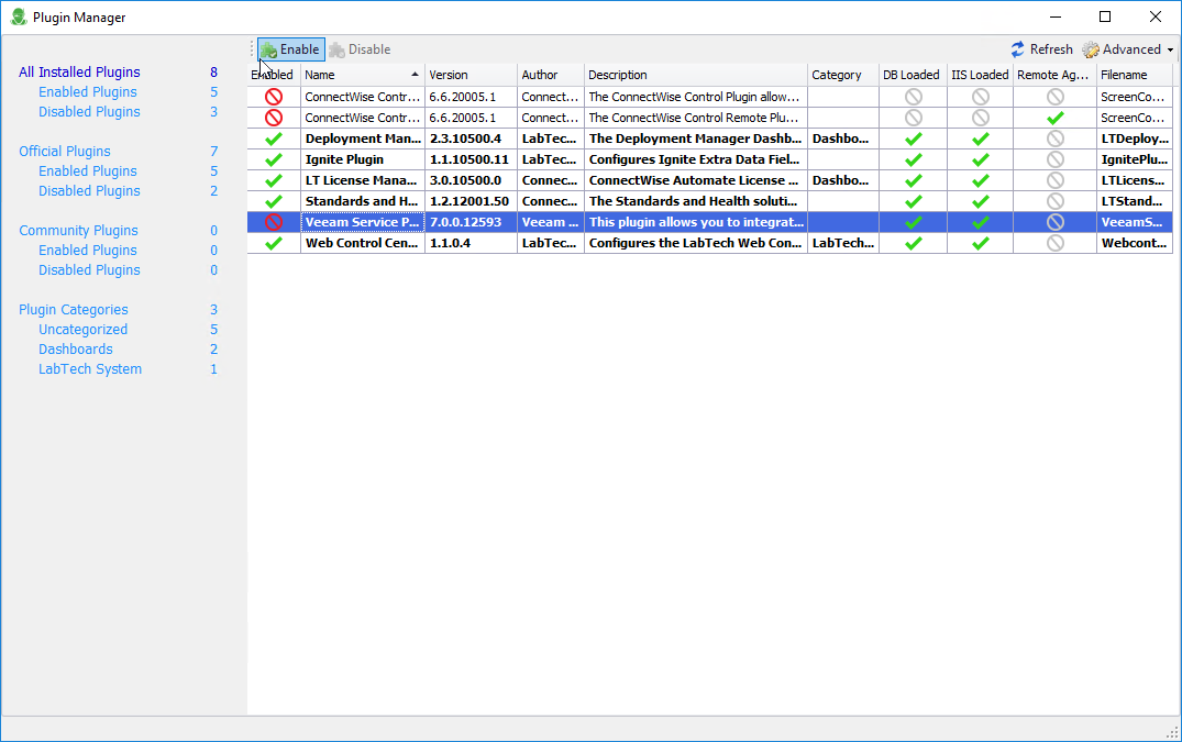ConnectWise Automate Enable Plugin