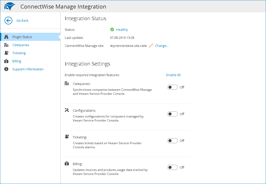 Check Integration Status
