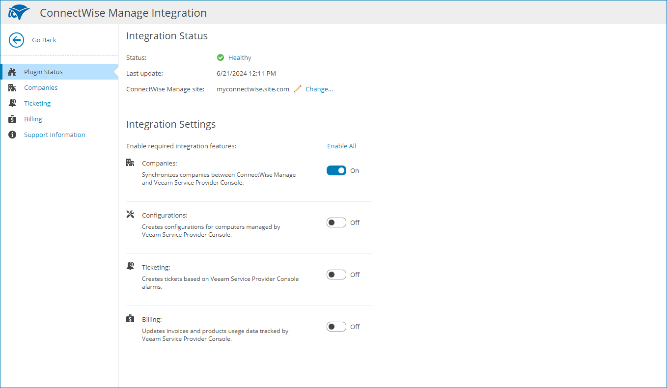 Configure Integration Settings