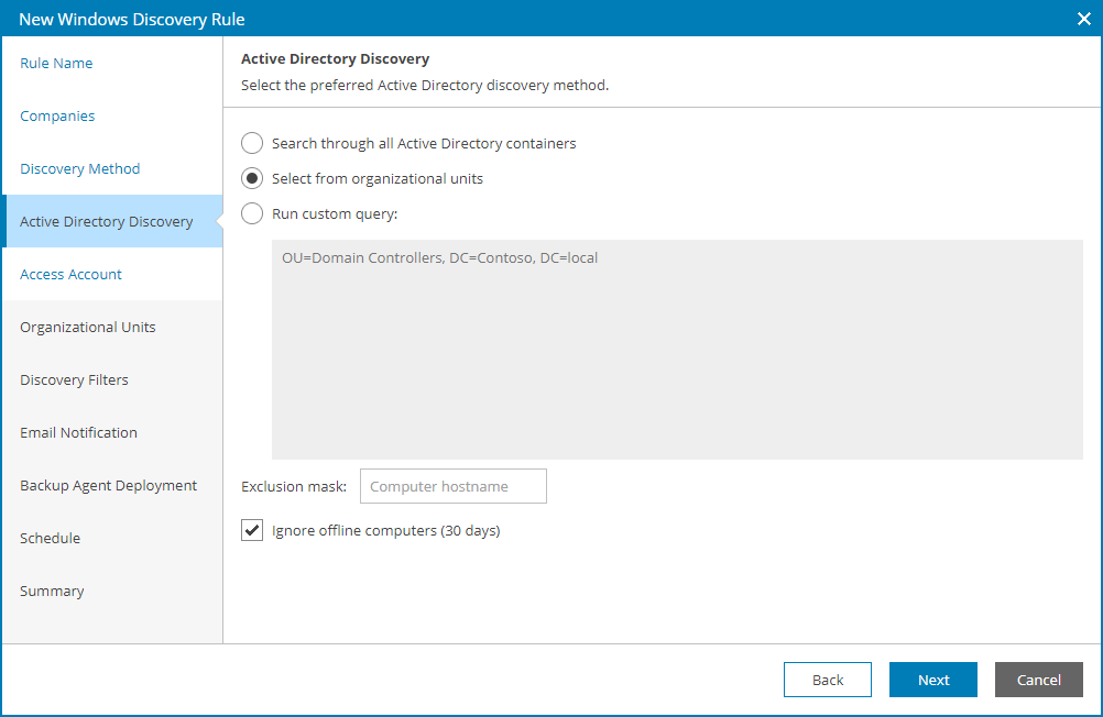 Choose Active Directory Discovery Method