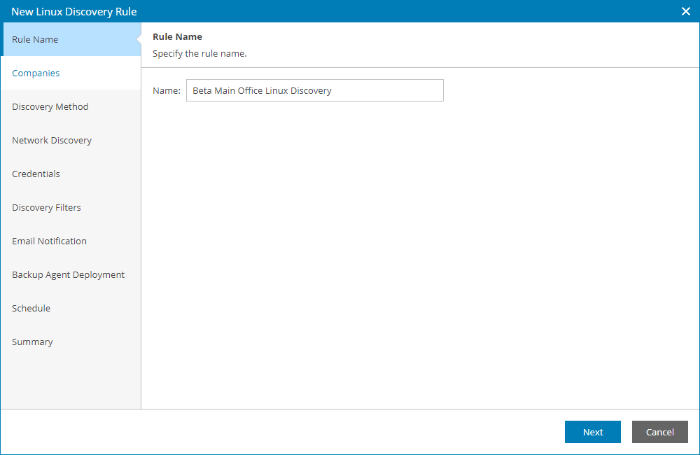 Specify Discovery Rule Name