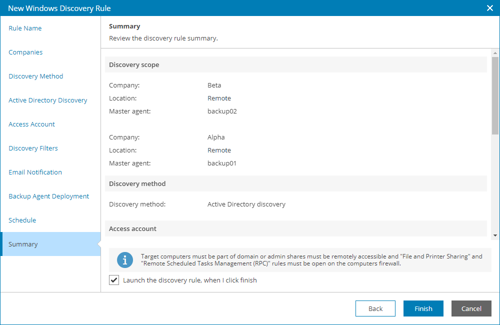 Review Discovery Settings