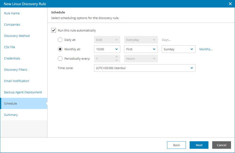 Configure Discovery Schedule