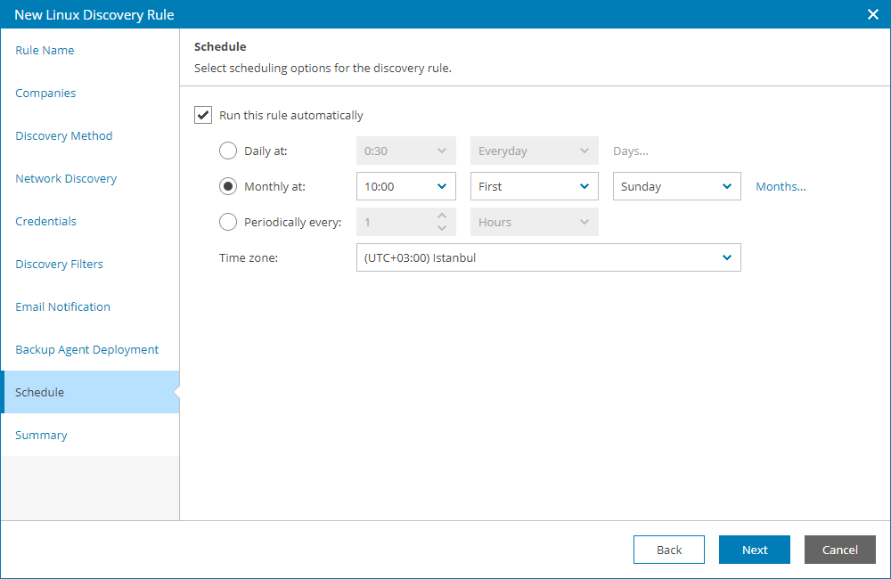 Configure Discovery Schedule