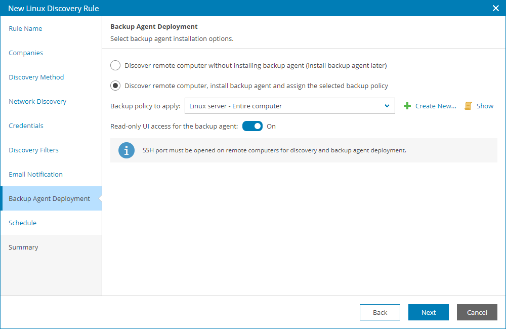 Configure Backup Agent Deployment