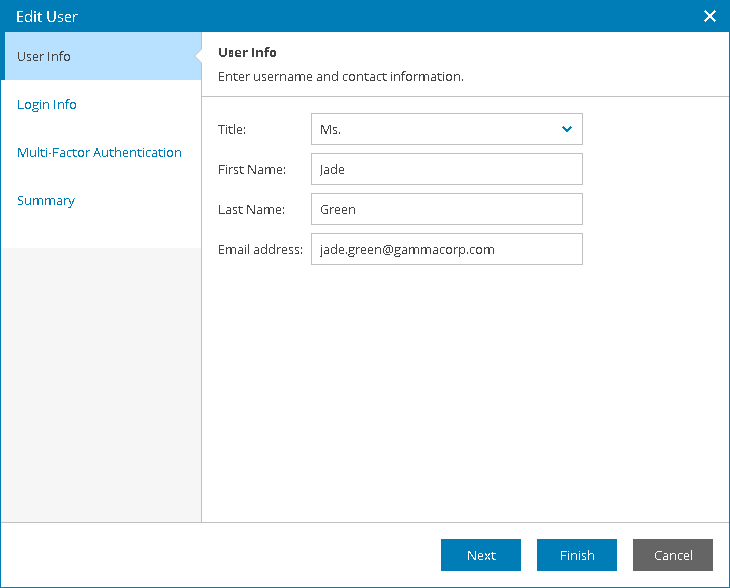 Modify Username and Contact Details