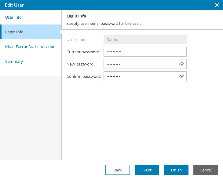 Modify Password Details