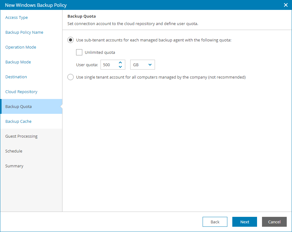 Specify Cloud Repository Quota