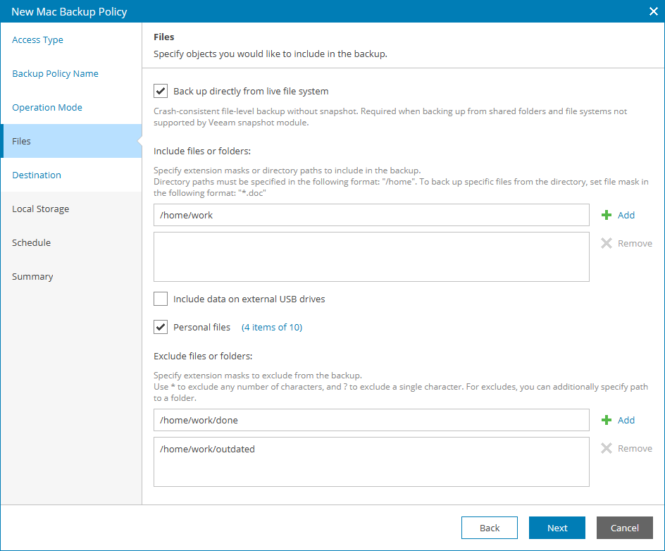 Choose Folders to Back Up