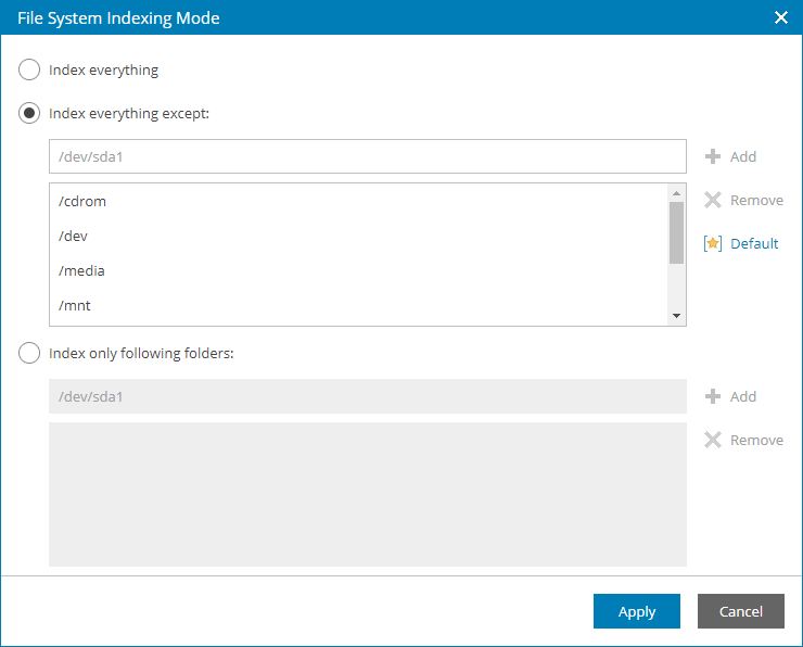 Specify Guest OS File Indexing Settings
