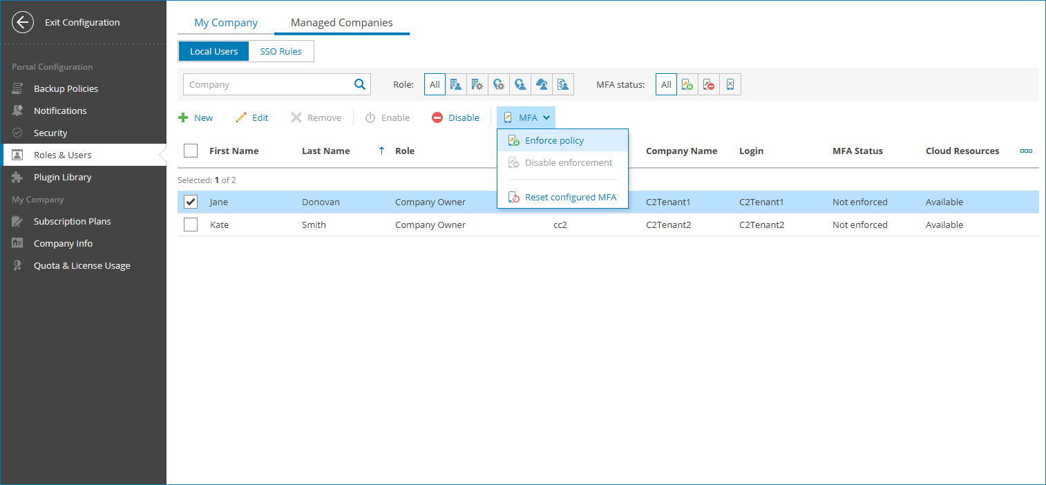 Configure MFA Access