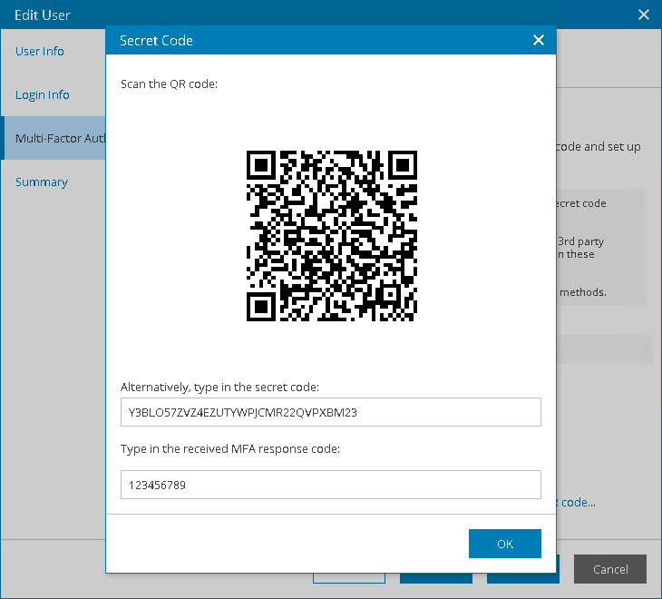 Specify MFA Secret Code