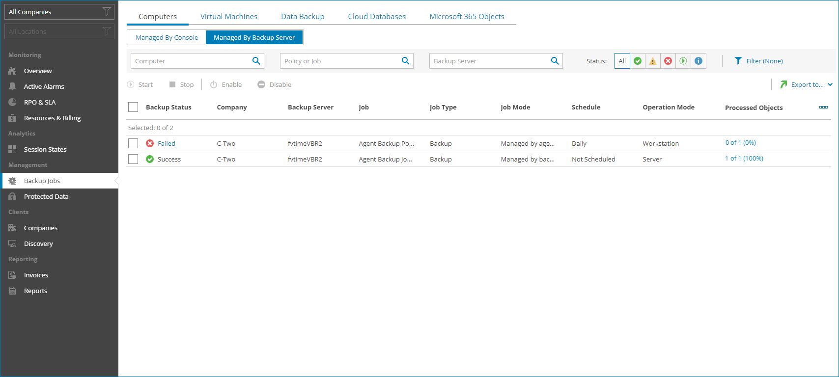 View Monitored Agent Job Details