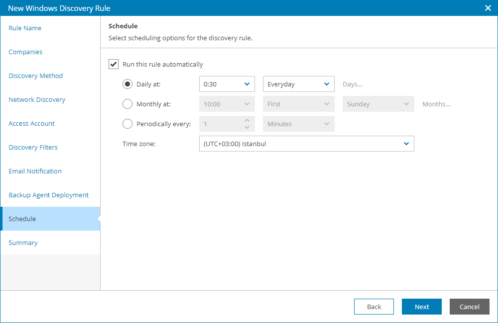 Configure Discovery Schedule