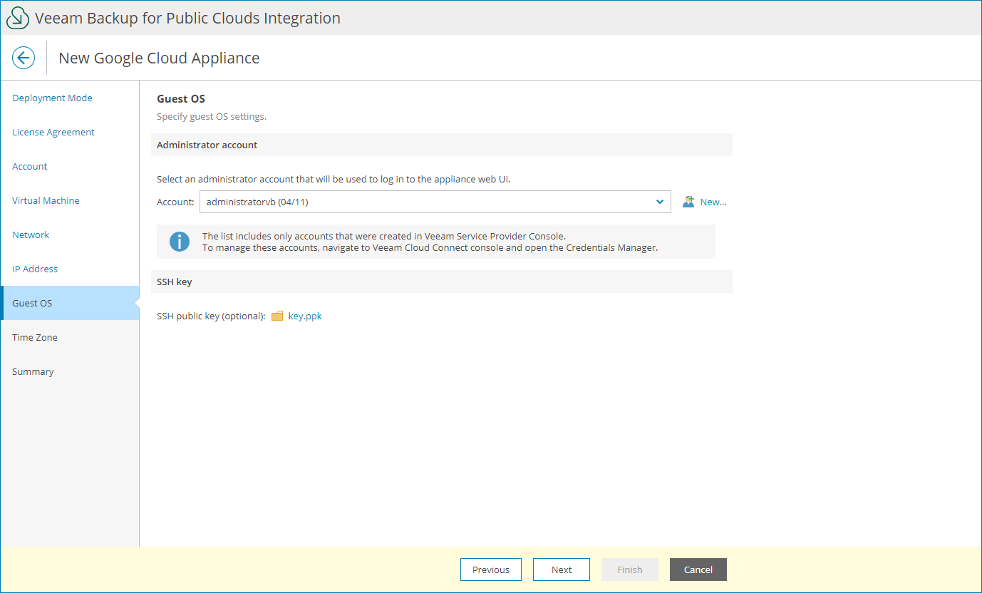 Specify Guest OS Credentials
