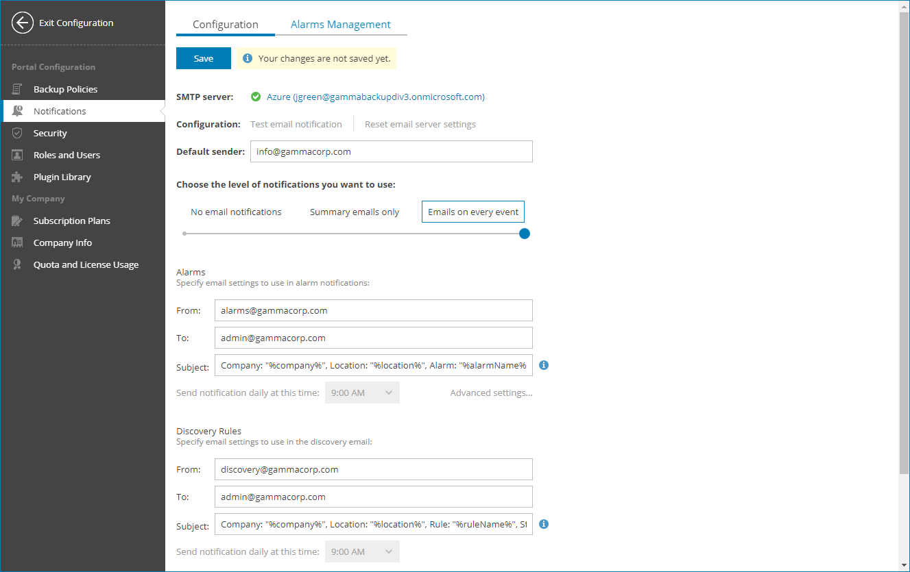 Configure Notification Settings
