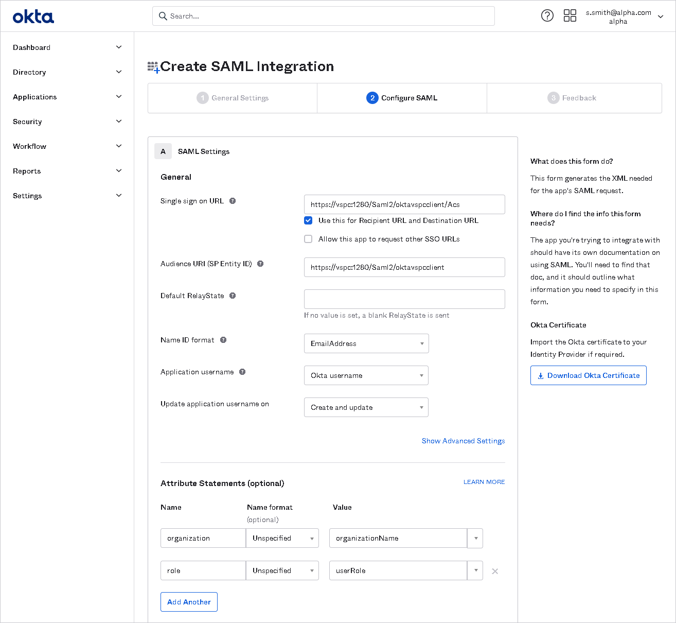 Configure SAML Integration