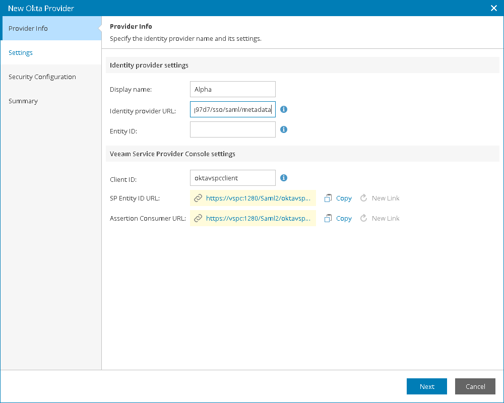 Insert Identity Provider URL