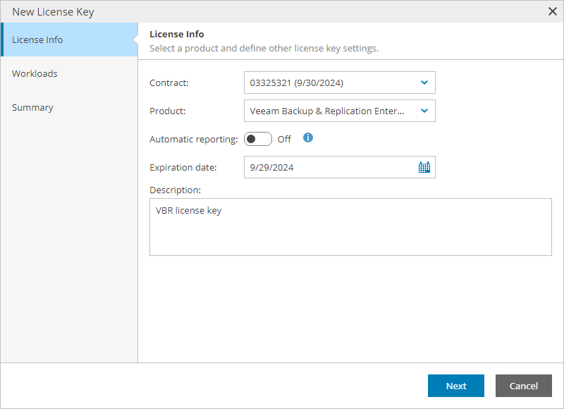 Specify License Key Parameters